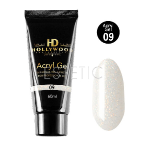 Акрил-гель Hollywood Acryl Gel №09 (молочно-білий, з мікроблиском), 60 мл