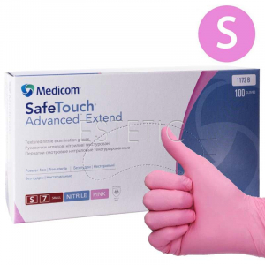 MEDICOM Рукавички нітрилові рожеві SafeTouch Advanced Extend Pink (S) щільність 3,6 г (1 пара)