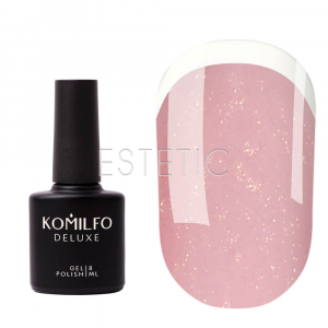 Komilfo KC Glitter French Rubber Base №KC004 - Каучукова френч-база (бежево-рожевий з золотим мікроблиском),  8 мл