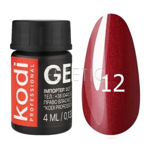 Kodi Professional Gel Paint №12 - гель-фарба (вишневий з мікроблиском), 4 мл