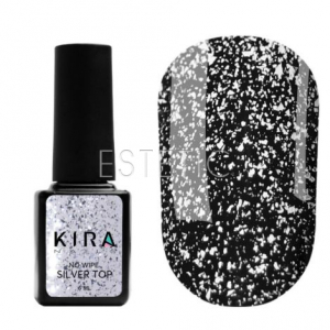 Kira Nails No Wipe Silver Top - топ без липкого слоя с серебром, 6 мл