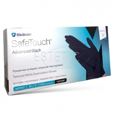 MEDICOM Перчатки нитриловые черные SafeTouch Advanced Black (M), плотность 5,0 г (1 пара)