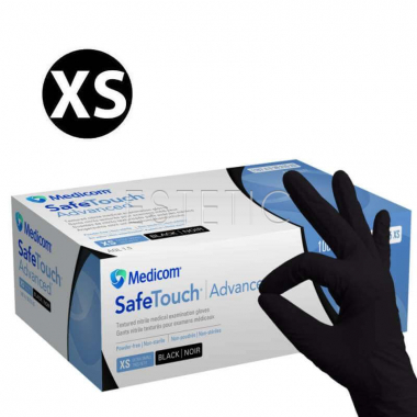 MEDICOM Перчатки нитриловые черные SafeTouch Advanced Black (XS), плотность 5,0 г (1 пара)