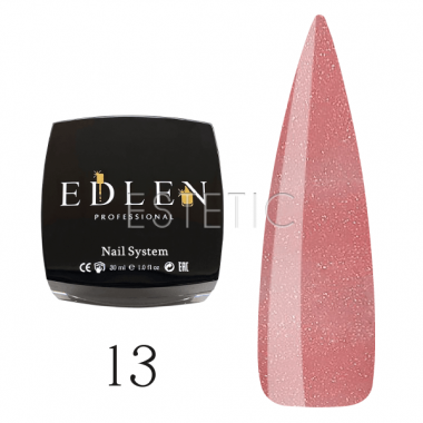 Edlen Professional French Rubber Base №013 - Камуфлирующая база для гель-лака (нежно-розовый, золотой микроблеск), 30 мл