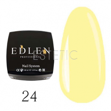 Edlen Professional French Rubber Base №024 - Камуфлирующая база для гель-лака (нежно-желтая, эмаль), 30 мл