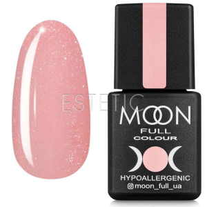 MOON FULL Barbie Color Rubber Base №004 Кольорове базове покриття (персиковий зі сріблястим мікроблиском), 8 мл