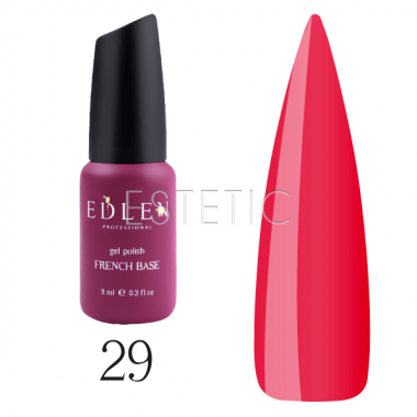 Edlen Professional French Rubber Base Summer Neon №029 - Камуфлююча база для гель-лаку (коралово-червоний, неоновий), 9 мл