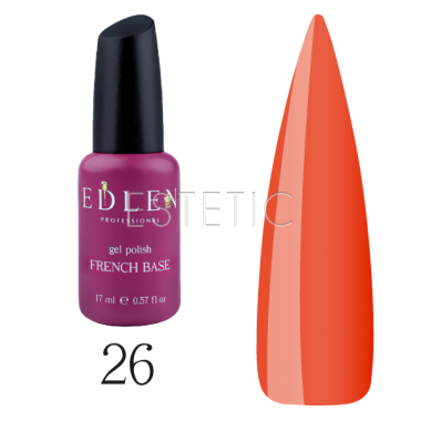 Edlen Professional French Rubber Base Summer Neon №026 - Камуфлююча база для гель-лаку (мандариновий, неоновий), 17 мл