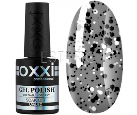 OXXI Twist Top №4 - Закрепитель для гель-лака с белой и черной крошкой, 10 мл