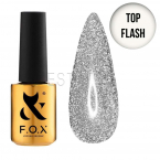 F.O.X Top Flash No Wipe - Світловідбиваючий закріплювач для гель-лаку БЕЗ липкого шару,  7 мл