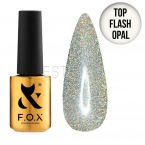 F.O.X Top Flash Opal No Wipe - Світловідбиваючий закріплювач для гель-лаку опал БЕЗ липкого шару,  7 мл