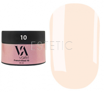 Valeri French base №010 - Камуфлююча база для гель-лаку (ніжно-рожевий, емаль), 30 мл