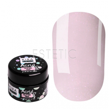 Kira Nails Acryl Gel Glitter Pink - Акрил-гель (рожевий з гліттером),  5 г