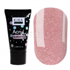 Kira Nails Acryl Gel Glamour №03 - Акрил-гель (кораллово-розовый, с блестками), 30 г