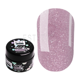 Kira Nails Acryl Gel Glamour №04 - Акрил-гель (приглушенный розово-лиловый, с блестками),  5 г