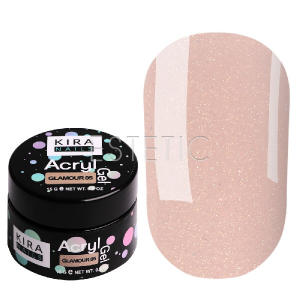 Kira Nails Acryl Gel Glamour №05 - Акрил-гель (бежево-персиковый, с шиммером), 15 г