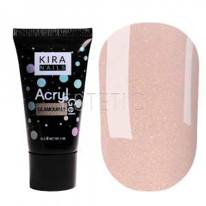 Kira Nails Acryl Gel Glamour №05 - Акрил-гель (бежево-персиковый, с шиммером), 30 г