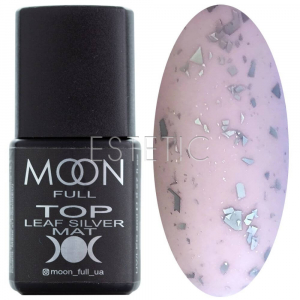 MOON FULL Top Leaf Silver Mat - Топ матовий із сріблястими хлоп'ями поталі (без липкого шару), 8 мл