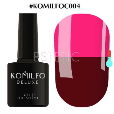 Гель-лак Komilfo DeLuxe Termo №C004 (темно-винный, при нагревании - темно-розовый), 8 мл