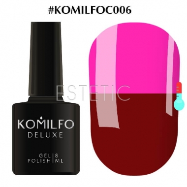 Гель-лак Komilfo DeLuxe Termo №C006 (темно-вишневий, при нагріванні - яскраво-рожевий), 8 мл