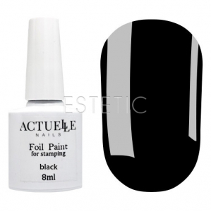 Actuelle Nails Лак-фарба для стемпінгу Black (чорний), 8 мл