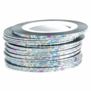 mART Стрічка для дизайну нігтів срібло голографіка, 2 мм