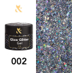 Гель-лак F.O.X Glow Glitter Gel 002 (срібло голографік, блискітки), 5 мл