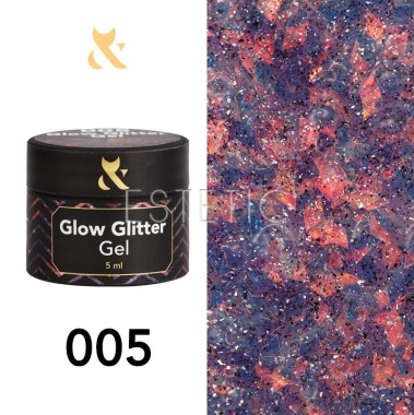 Гель-лак F.O.X Glow Glitter Gel 005 (мікс відтінків, блискітки), 5 мл