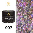 Гель-лак F.O.X Glow Glitter Gel 007 (райдужний голографік, блискітки), 5 мл