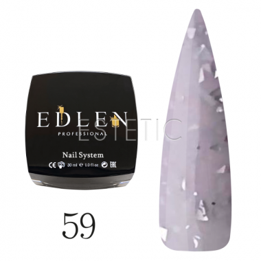 Edlen Professional Base Potal №059 - Камуфлююча база для гель-лаку (молочно-рожевий зі срібними хлоп'ями поталі), 30 мл