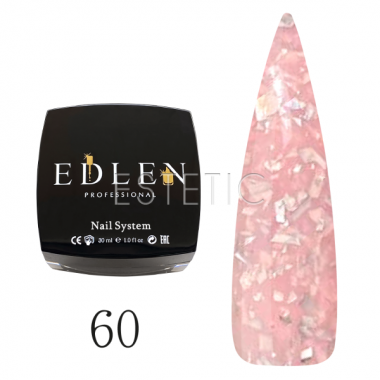 Edlen Professional Base Potal №060 - Камуфлююча база для гель-лаку (персиково-рожевий зі срібними хлоп'ями поталі), 30 мл