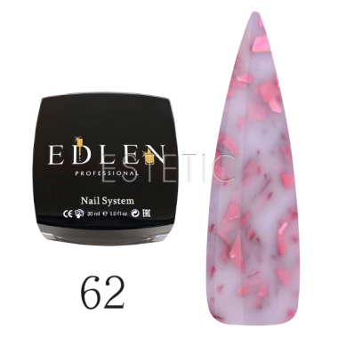 Edlen Professional Base Potal №062 - Камуфлююча база для гель-лаку (рожевий з рожевими хлоп'ями поталі), 30 мл