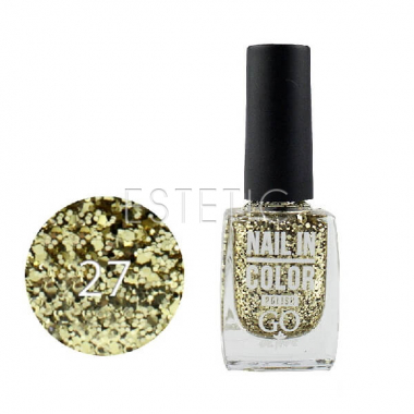 Лак для ногтей Go Active Nail Polish Nail in Color №27 (светло-золотые блестки на прозрачной основе), 10 мл