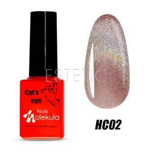 Гель-лак Molekula HOLOGRAPHIC Cat's eye HC02 (бежевый голографический), 6 мл