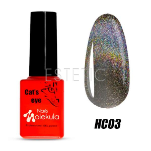 Гель-лак Molekula HOLOGRAPHIC Cat's eye HC03 (коричневый голографический), 6 мл