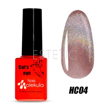 Гель-лак Molekula HOLOGRAPHIC Cat's eye HC04 (розовый голографический), 6 мл