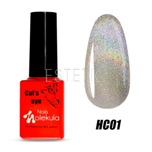 Гель-лак Molekula HOLOGRAPHIC Cat's eye HC01 (серебристый голографический), 6 мл