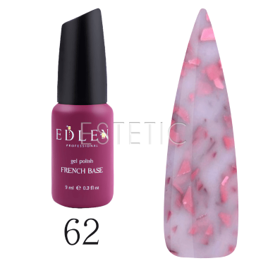 Edlen Professional Base Potal №062 - Камуфлирующая база для гель-лака (розовый с розовыми хлопьями потали),  9 мл