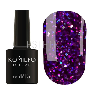 Гель-лак Komilfo Stardust Glitter №002 (насичений бузковий з блискітками), 8 мл 