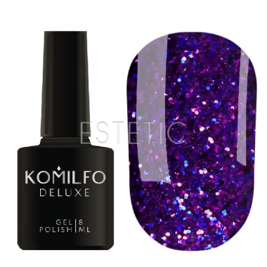 Гель-лак Komilfo Stardust Glitter №005 (фіолетово-синій з блискітками), 8 мл 