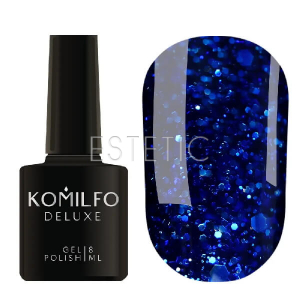 Гель-лак Komilfo Stardust Glitter №008 (насыщенный синий с блестками разного размера), 8 мл