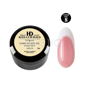 Hollywood Camouflage Led Gel Cover №8 - камуфлюючий гель для нарощування (персиковий), 50 мл