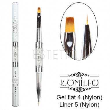 Кисть двойная Komilfo Double Gel flat 4 (Nylon)/Liner 5 (Nylon)
