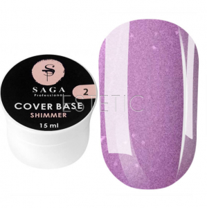 SAGA Professional Shimmer Base New №02 - Камуфлююча база із шиммером №02 (світло-бузковий), 15 мл