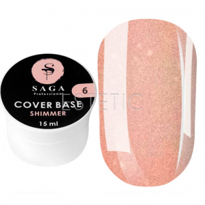 SAGA Professional Shimmer Base New №06 - Камуфлююча база із шиммером №06 (персиковий), 15 мл