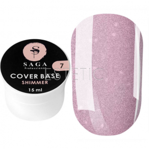 SAGA Professional Shimmer Base New №07 - Камуфлирующая база с шиммером №07 (нежный лавандовый), 15 мл
