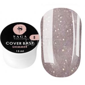 SAGA Professional Shimmer Base New №08 - Камуфлирующая база с шиммером №08 (нюдовий серый), 15 мл