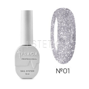 SAGA Professional Fiery Gel №01 - Гель-лак светоотражающий №01 (серебристый), 8 мл