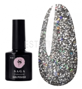SAGA Professional Fiery Gel №15 - Гель-лак світловідбиваючий №15 (голографічне срібло), 8 мл