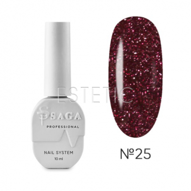 SAGA Professional Fiery Gel №25 - Гель-лак светоотражающий №25 (красно-розовый), 8 мл